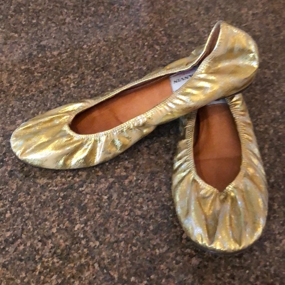 LANVIN PARIS GOLD SILVER BALLET FLATS-8M-VINTAGE! - Picture 3 of 7